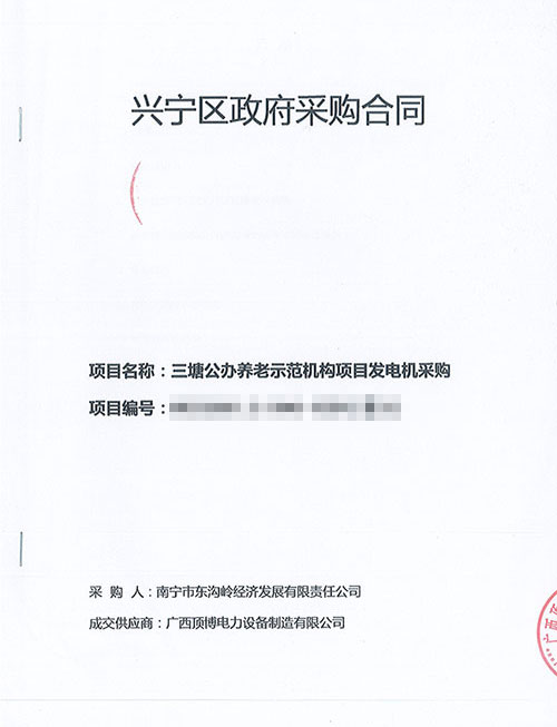 南寧三塘公辦養老示范機構項目100千瓦柴油發(fā)電機組
