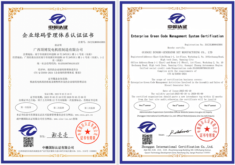 企業(yè)綠碼管理體系認證證書(shū)